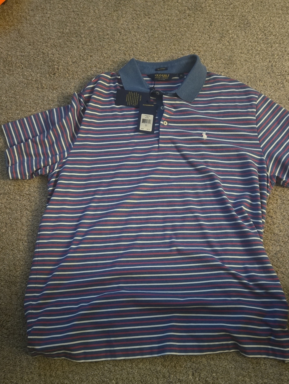 Mens Striped Polo Shirt - Blue Multi by Polo Golf